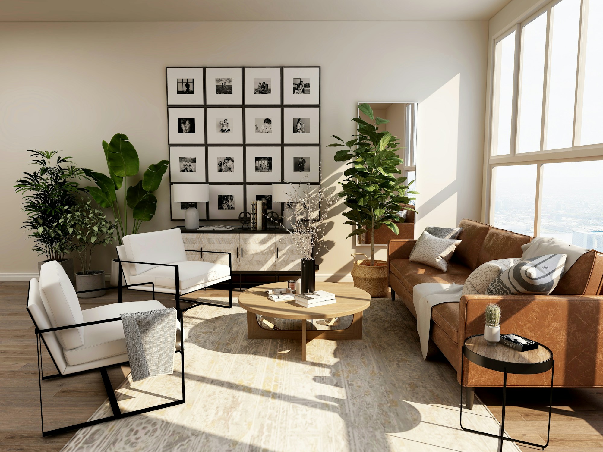 Intérieur lumineux et architecture contemporaine